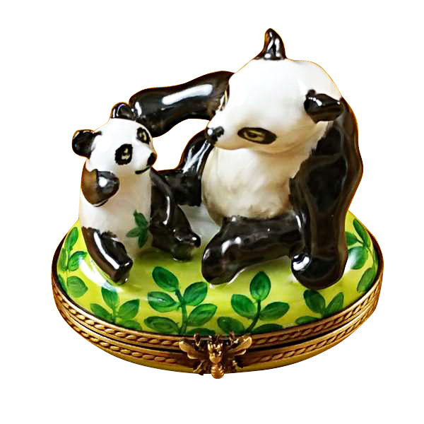 Load image into Gallery viewer, Rochard "Panda and Cub" Limoges Box
