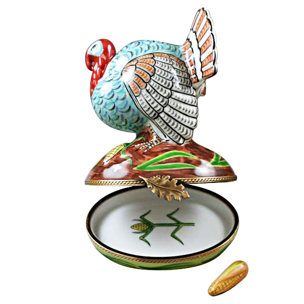 Load image into Gallery viewer, Rochard "Large Turkey with Removable Ear of Corn" Limoges Box
