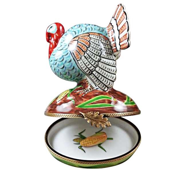 Load image into Gallery viewer, Rochard "Large Turkey with Removable Ear of Corn" Limoges Box