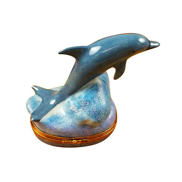Load image into Gallery viewer, Rochard "Dolphin with Baby" Limoges Box