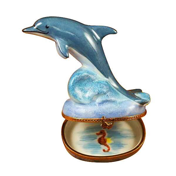 Load image into Gallery viewer, Rochard "Dolphin with Baby" Limoges Box