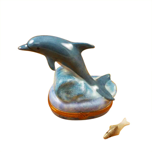 Load image into Gallery viewer, Rochard "Dolphin with Baby" Limoges Box