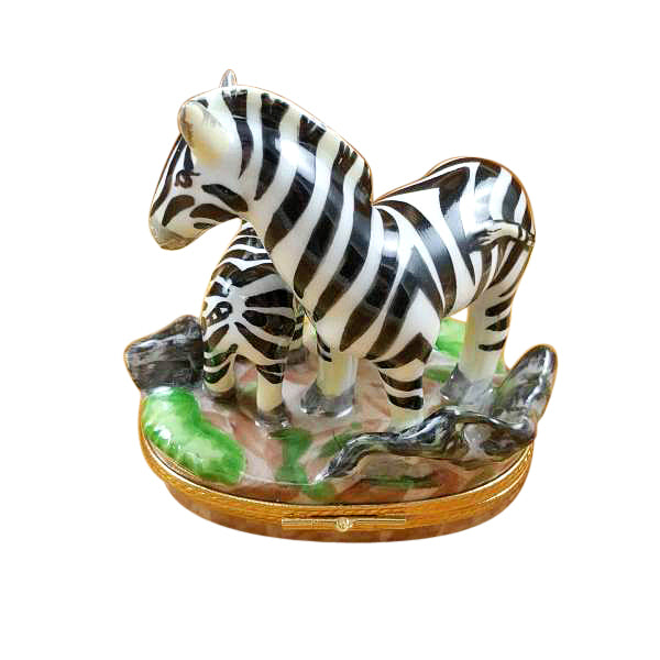 Load image into Gallery viewer, Rochard "Zebra with Baby" Limoges Box
