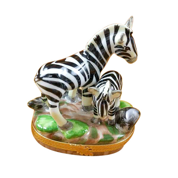 Load image into Gallery viewer, Rochard "Zebra with Baby" Limoges Box