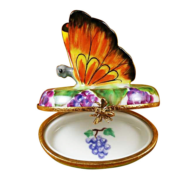 Load image into Gallery viewer, Rochard "Butterfly on Grapes" Limoges Box