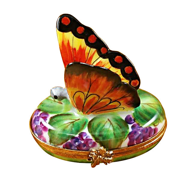 Load image into Gallery viewer, Rochard "Butterfly on Grapes" Limoges Box