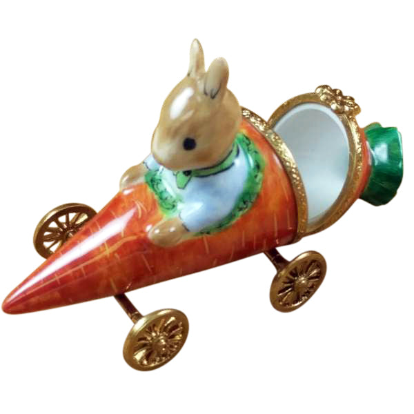 Load image into Gallery viewer, Rochard "Rabbit in Carrot Car" Limoges Box