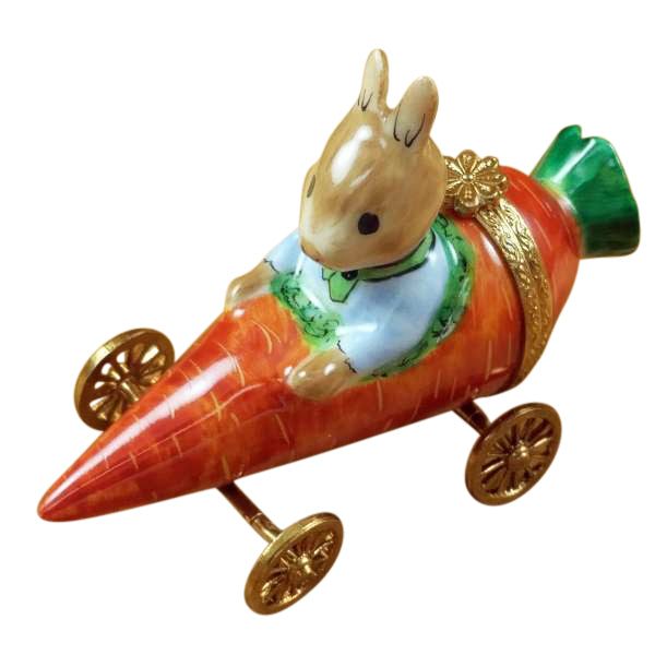 Load image into Gallery viewer, Rochard "Rabbit in Carrot Car" Limoges Box