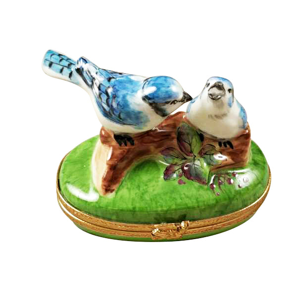 Load image into Gallery viewer, Rochard "Blue Birds with Eggs" Limoges Box