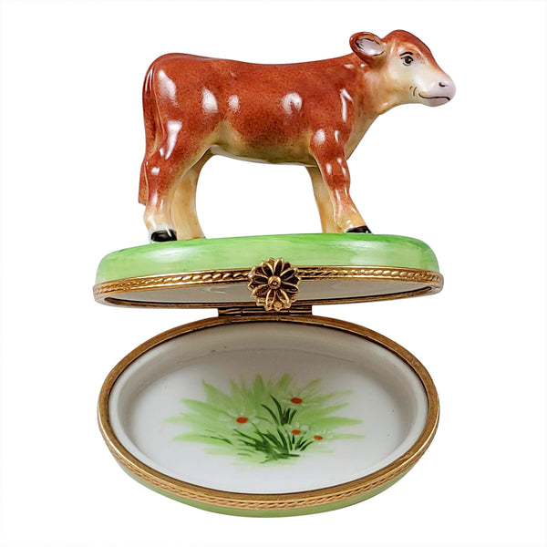 Load image into Gallery viewer, Rochard "Brown Cow" Limoges Box