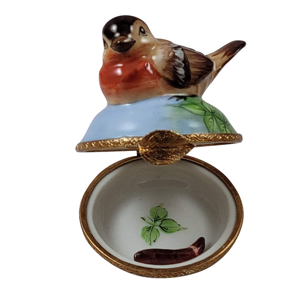 Load image into Gallery viewer, Rochard &quot;Robin And Removable Worm&quot; Limoges Box
