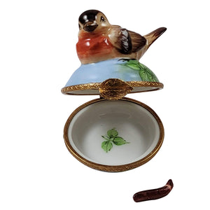 Rochard "Robin And Removable Worm" Limoges Box