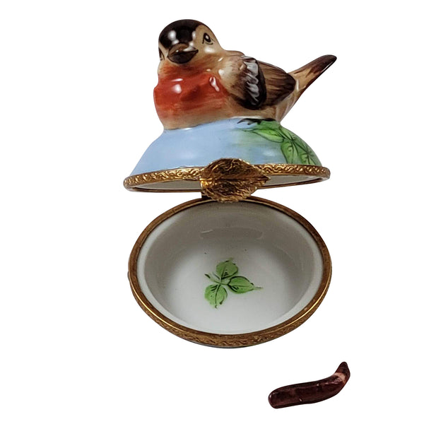 Load image into Gallery viewer, Rochard &quot;Robin And Removable Worm&quot; Limoges Box
