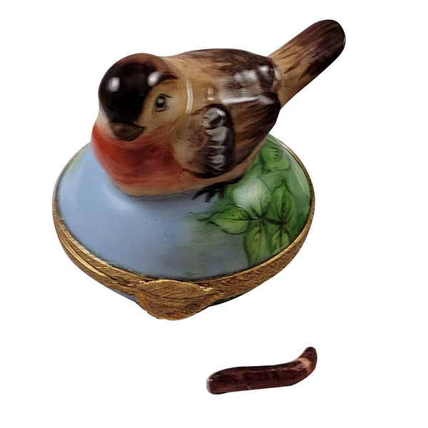 Load image into Gallery viewer, Rochard "Robin And Removable Worm" Limoges Box