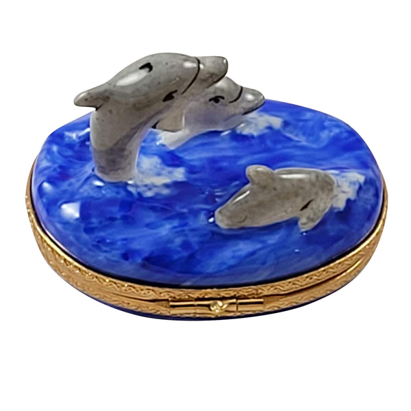 Load image into Gallery viewer, Rochard "Three Dolphins" Limoges Box