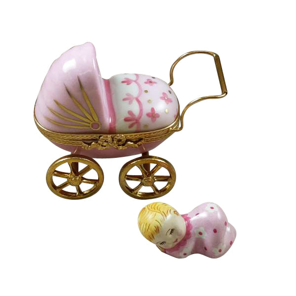 Load image into Gallery viewer, Rochard "Pink Baby Carriage" Limoges Box