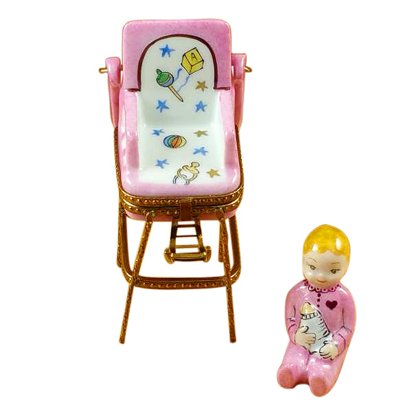 Load image into Gallery viewer, Rochard "Baby High Chair - Pink" Limoges Box