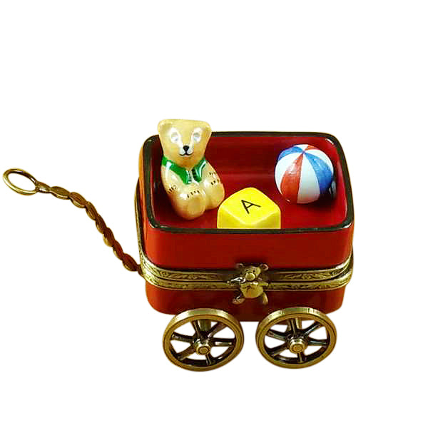 Load image into Gallery viewer, Rochard "Red Wagon with Bear" Limoges Box