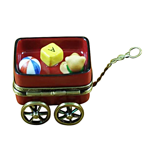 Load image into Gallery viewer, Rochard "Red Wagon with Bear" Limoges Box
