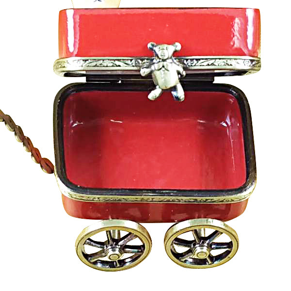 Load image into Gallery viewer, Rochard "Red Wagon with Bear" Limoges Box