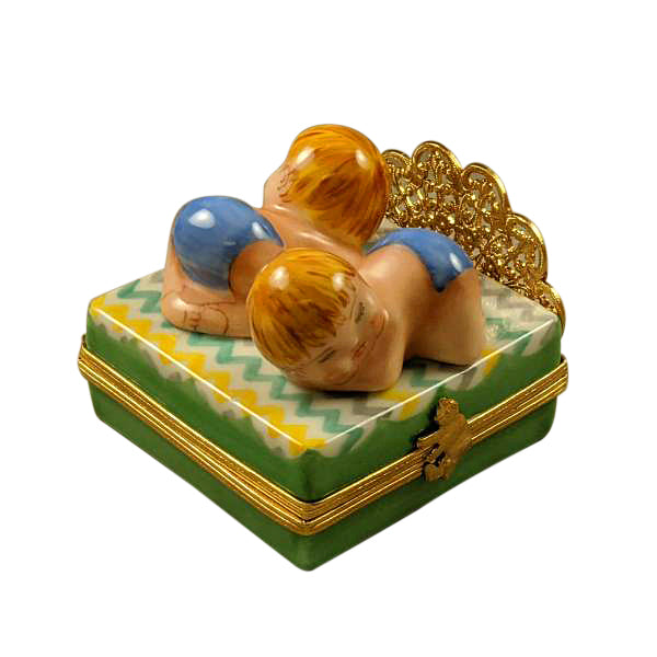 Load image into Gallery viewer, Rochard "Twin Boys on Bed" Limoges Box