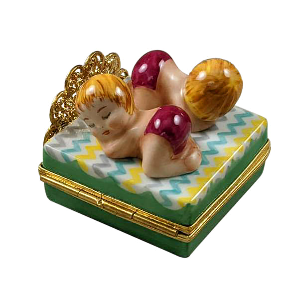 Load image into Gallery viewer, Rochard "Twin Girls On Bed" Limoges Box