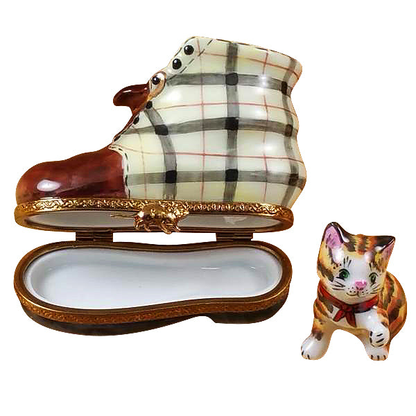 Load image into Gallery viewer, Rochard "Cat in Burberry Boot" Limoges Box