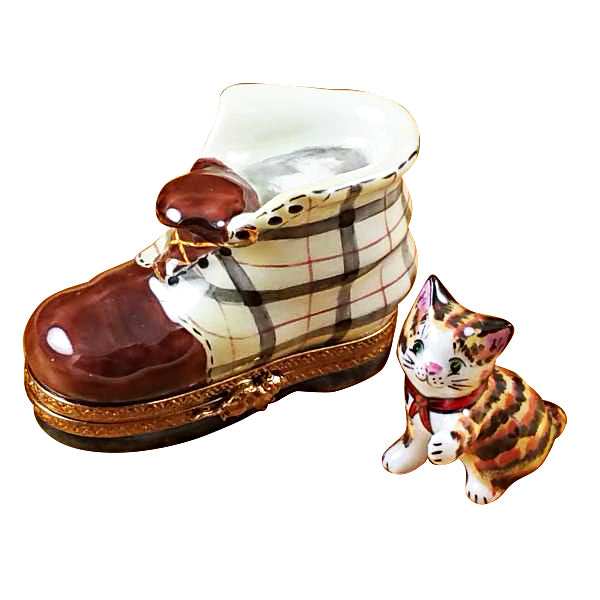 Load image into Gallery viewer, Rochard "Cat in Burberry Boot" Limoges Box