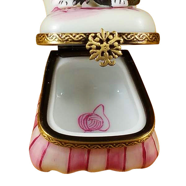 Load image into Gallery viewer, Rochard "Black Cat on Toile Chair" Limoges Box