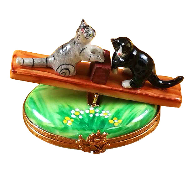 Load image into Gallery viewer, Rochard "See Saw Cats" Limoges Box