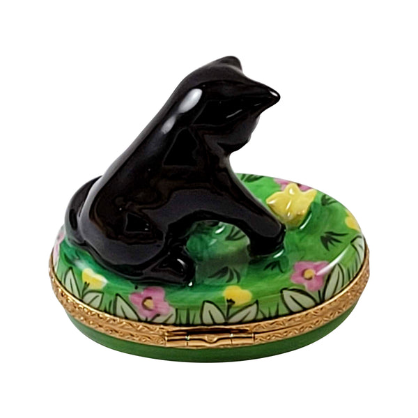 Load image into Gallery viewer, Rochard "Black Cat with Butterfly" Limoges Box