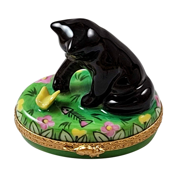 Load image into Gallery viewer, Rochard "Black Cat with Butterfly" Limoges Box
