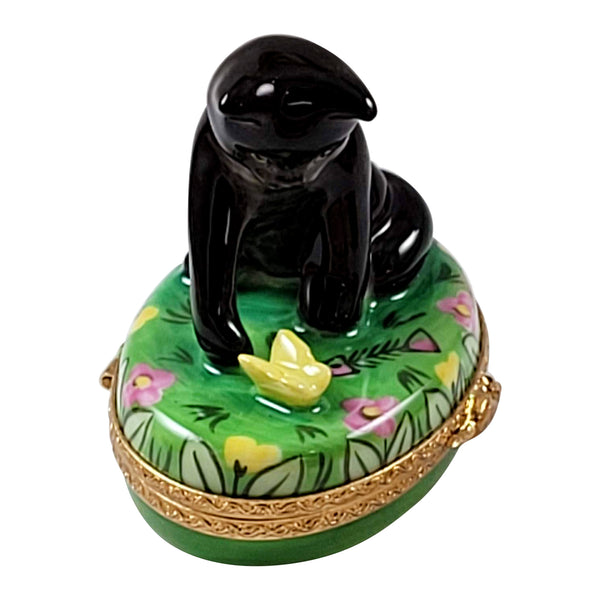 Load image into Gallery viewer, Rochard "Black Cat with Butterfly" Limoges Box