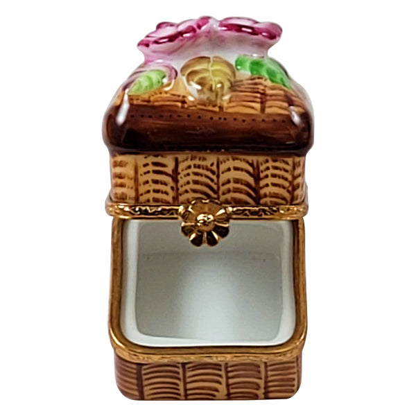 Load image into Gallery viewer, Square Wicker Basket with Flowers Limoges Box