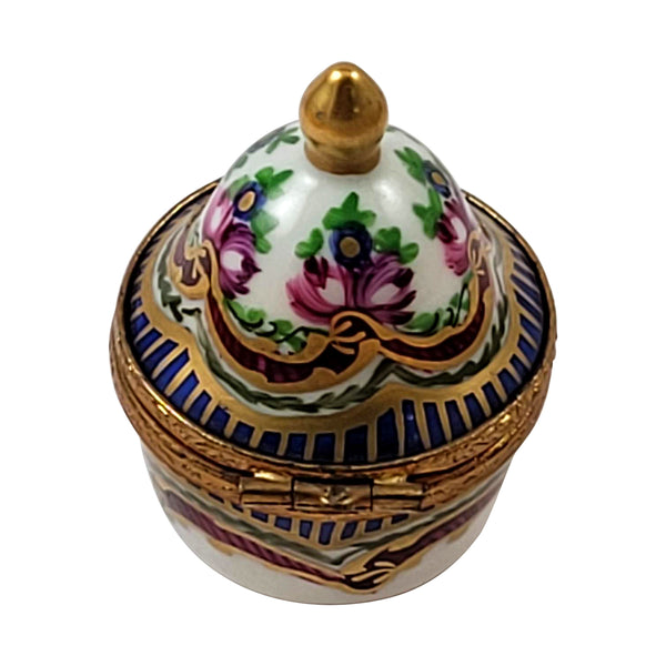 Load image into Gallery viewer, Floral Blue Traditional with Gold Top Limoges Box