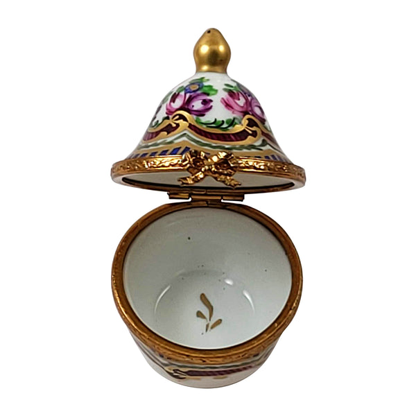 Load image into Gallery viewer, Floral Blue Traditional with Gold Top Limoges Box