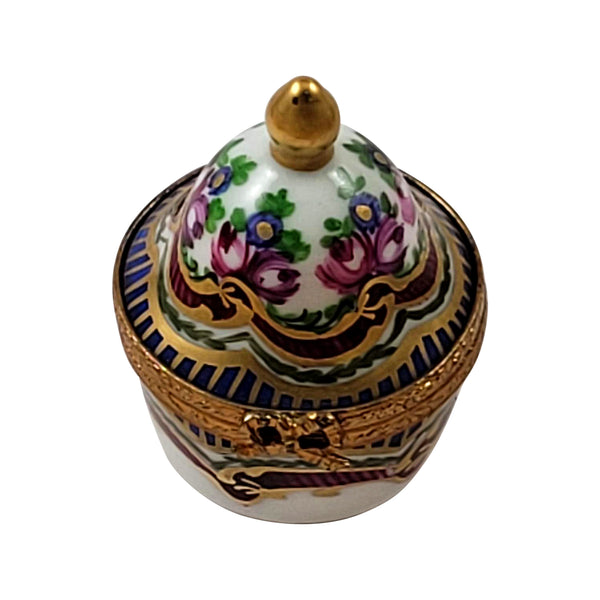 Load image into Gallery viewer, Floral Blue Traditional with Gold Top Limoges Box