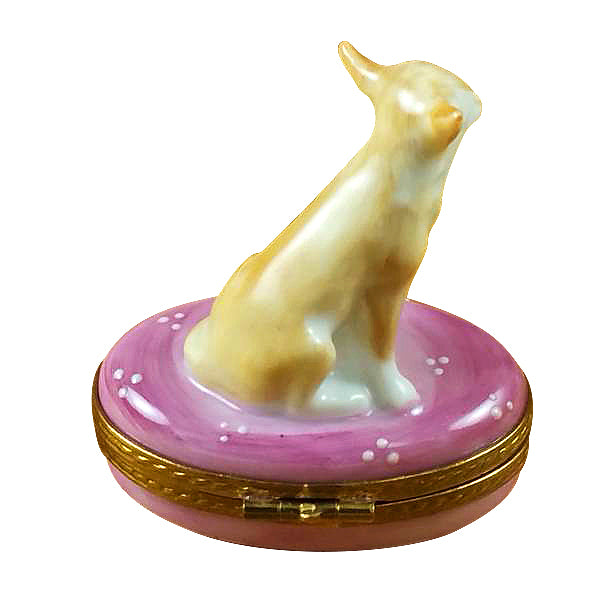 Load image into Gallery viewer, Rochard "Chihuahua on Pink Base" Limoges Box