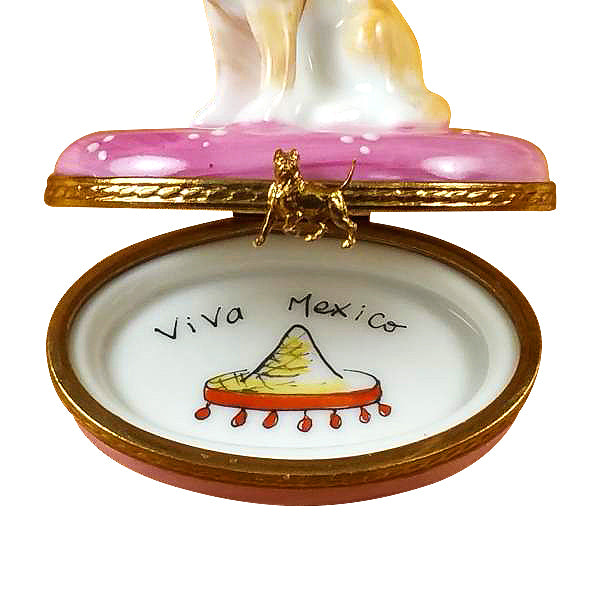 Load image into Gallery viewer, Rochard "Chihuahua on Pink Base" Limoges Box