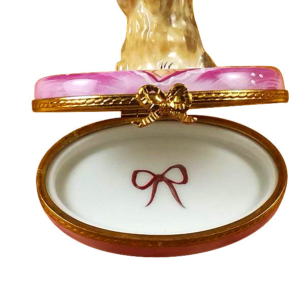 Load image into Gallery viewer, Rochard "Yorkie on Pink Base" Limoges Box