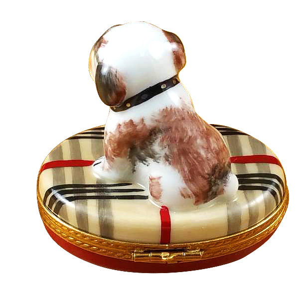Load image into Gallery viewer, Rochard "Bulldog on Plaid Rug" Limoges Box