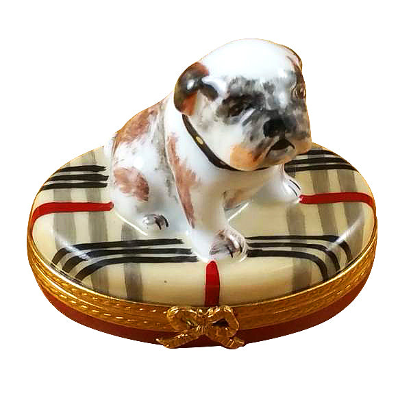 Load image into Gallery viewer, Rochard "Bulldog on Plaid Rug" Limoges Box
