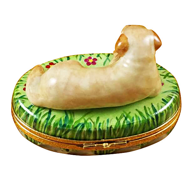 Load image into Gallery viewer, Rochard "Beige Lab with Ball" Limoges Box