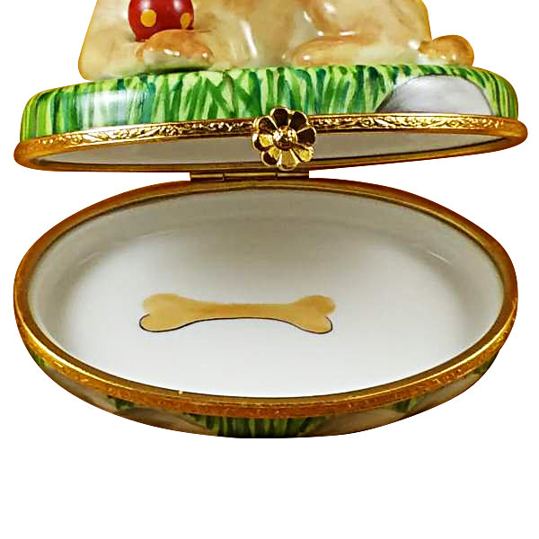 Load image into Gallery viewer, Rochard "Beige Lab with Ball" Limoges Box