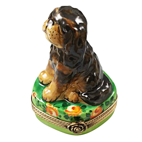 Load image into Gallery viewer, Rochard "Black and Tan King Charles Spaniel" Limoges Box