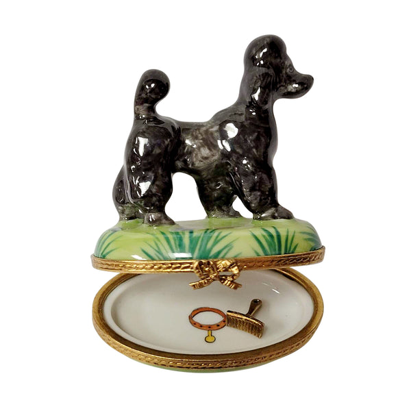 Load image into Gallery viewer, Rochard "Black Poodle with Removable Grooming Tool" Limoges Box