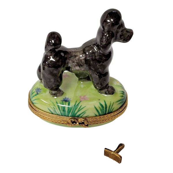 Load image into Gallery viewer, Rochard "Black Poodle with Removable Grooming Tool" Limoges Box