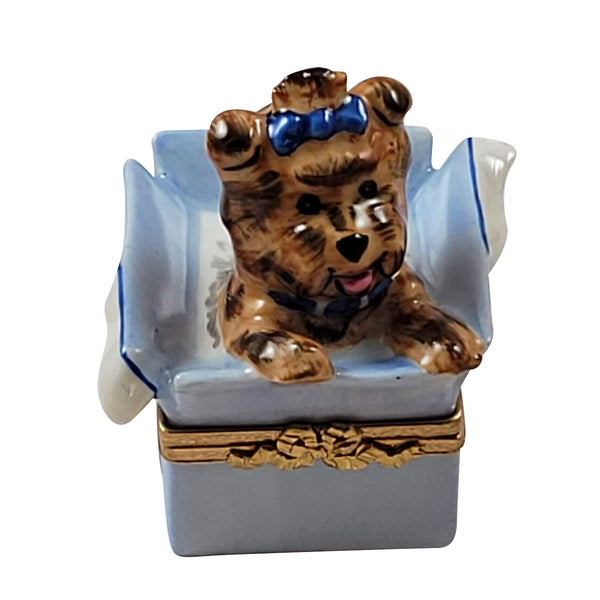 Load image into Gallery viewer, Rochard "Dog In Present" Limoges Box