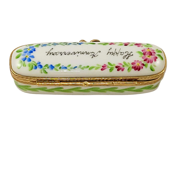 Load image into Gallery viewer, Rochard "Oblong "Happy Anniversary"" Limoges Box