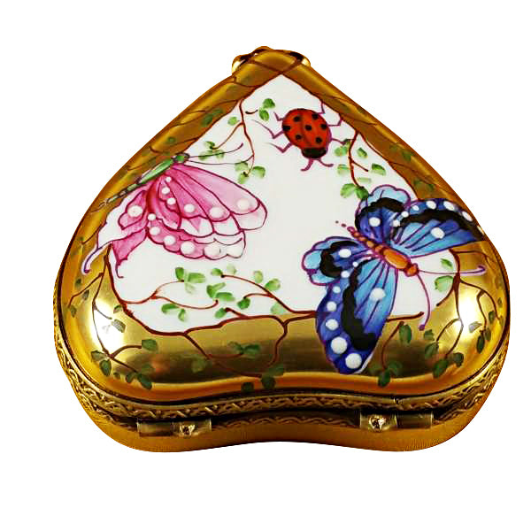 Load image into Gallery viewer, Rochard "Heart - Butterfly on Gold Base" Limoges Box